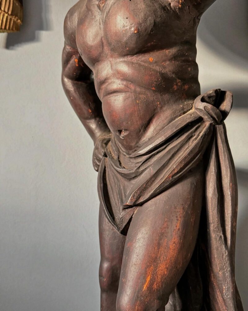 Carved Limewood Atlas Statue - Image 5