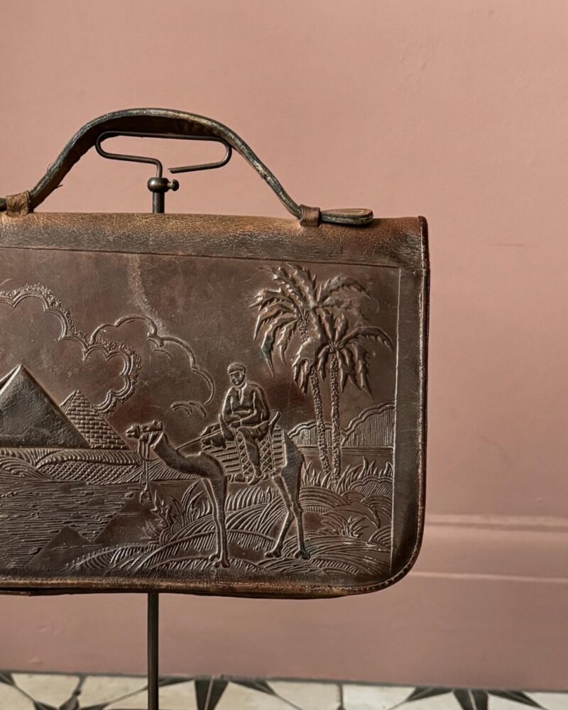 Antique Leather Egyptian Bag - Image 5