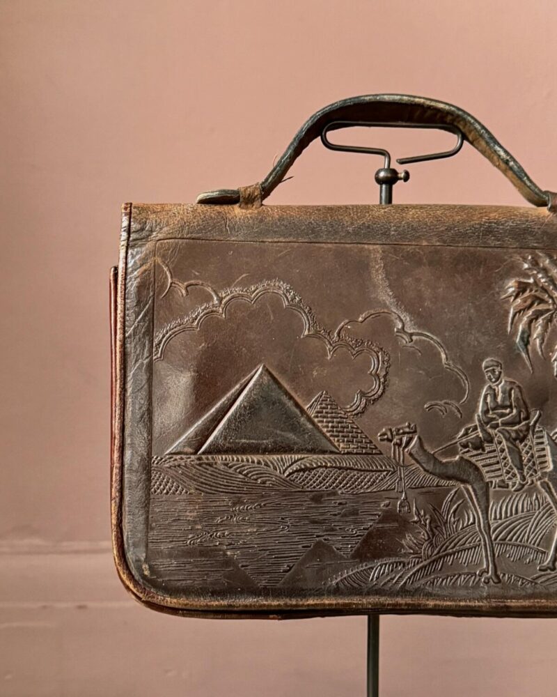 Antique Leather Egyptian Bag - Image 4