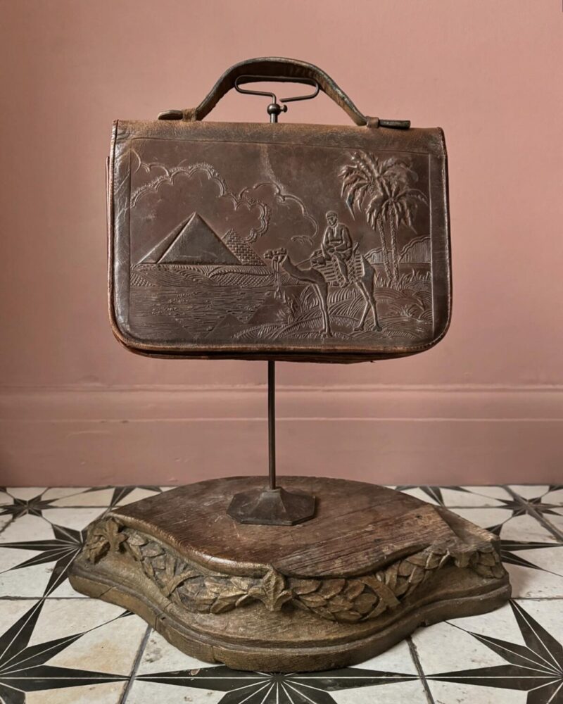 Antique Leather Egyptian Bag - Image 3