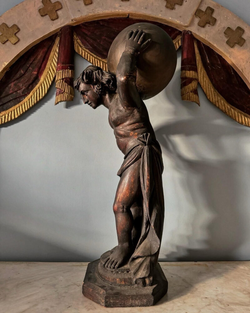 Carved Limewood Atlas Statue - Image 9