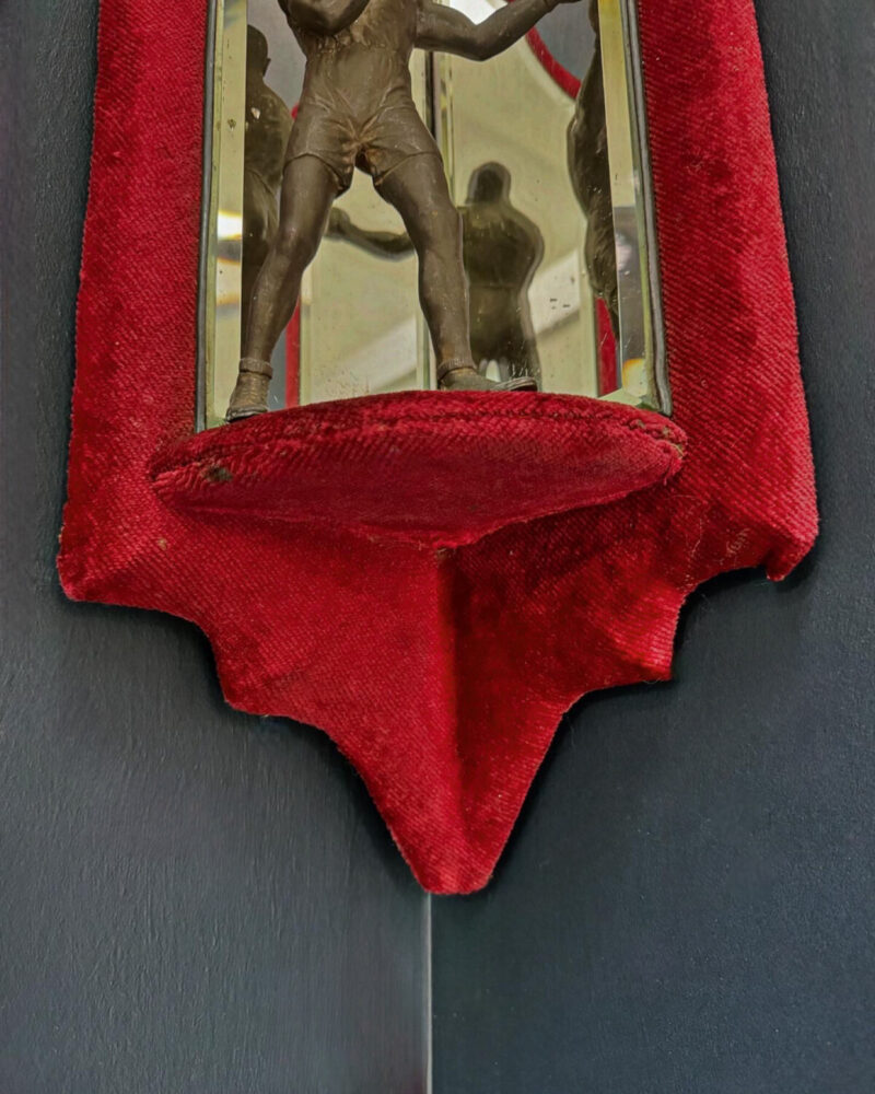 Victorian Mirrored Red Velvet Corner Shelf - Image 3