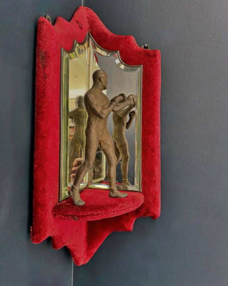 Victorian Mirrored Red Velvet Corner Shelf - Image 4