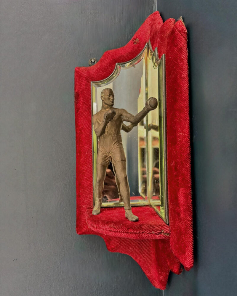 Victorian Mirrored Red Velvet Corner Shelf - Image 5