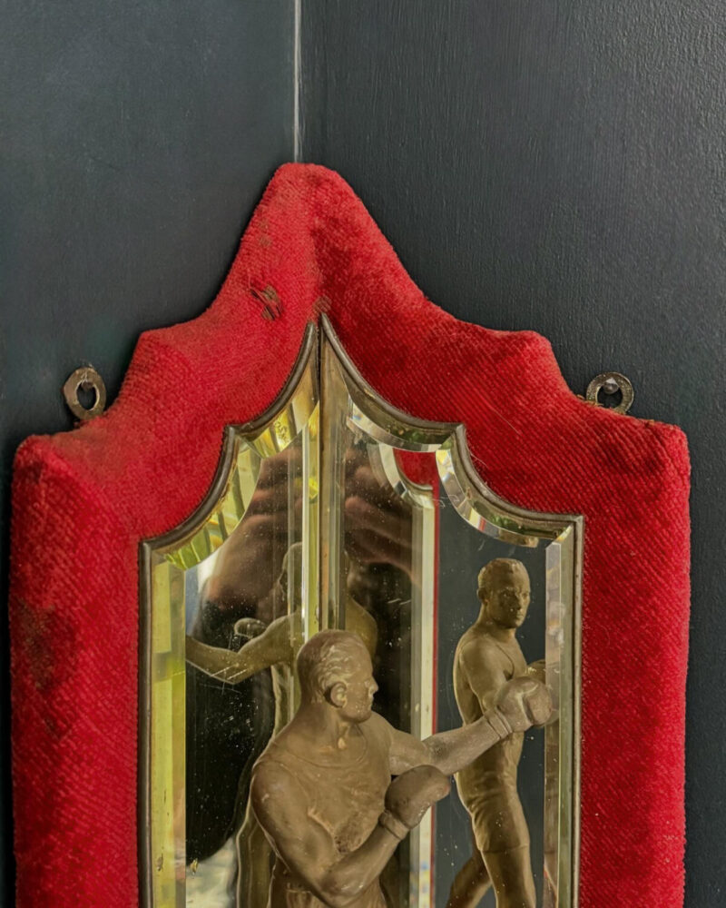 Victorian Mirrored Red Velvet Corner Shelf - Image 6