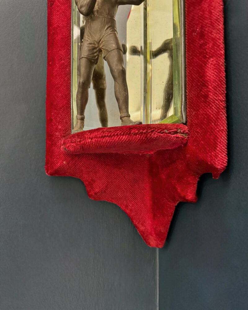 Victorian Mirrored Red Velvet Corner Shelf - Image 8