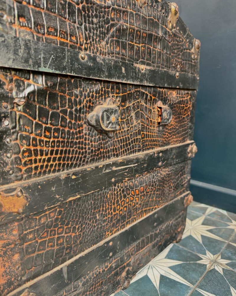 ‘Crocodile Skin’ Steamer Trunk c19th - Image 9
