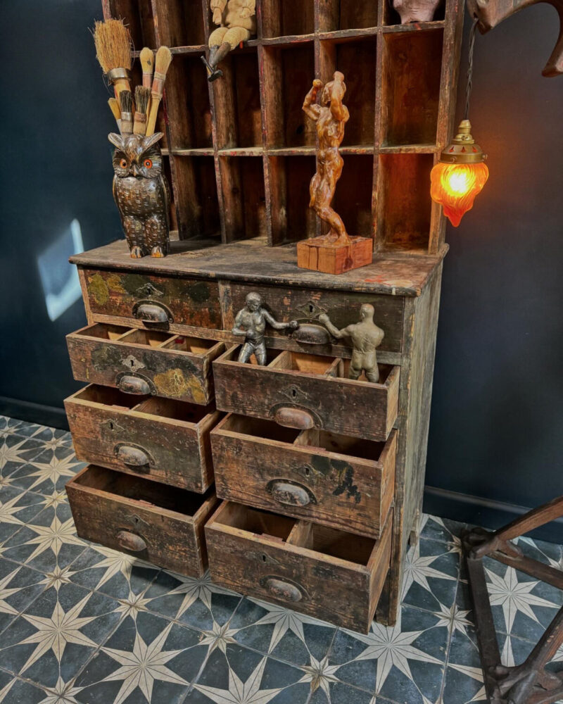 Primitive French Printers Cabinet C.1900 - Image 5