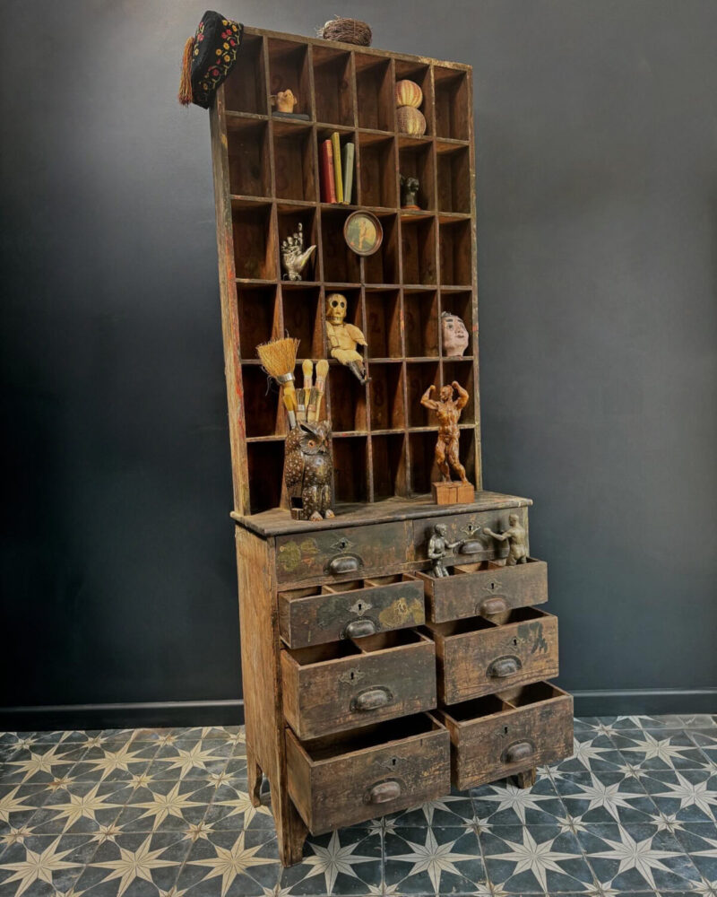 Primitive French Printers Cabinet C.1900 - Image 6