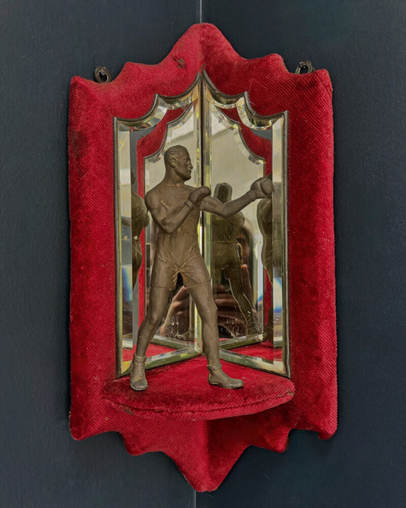 Victorian Mirrored Red Velvet Corner Shelf