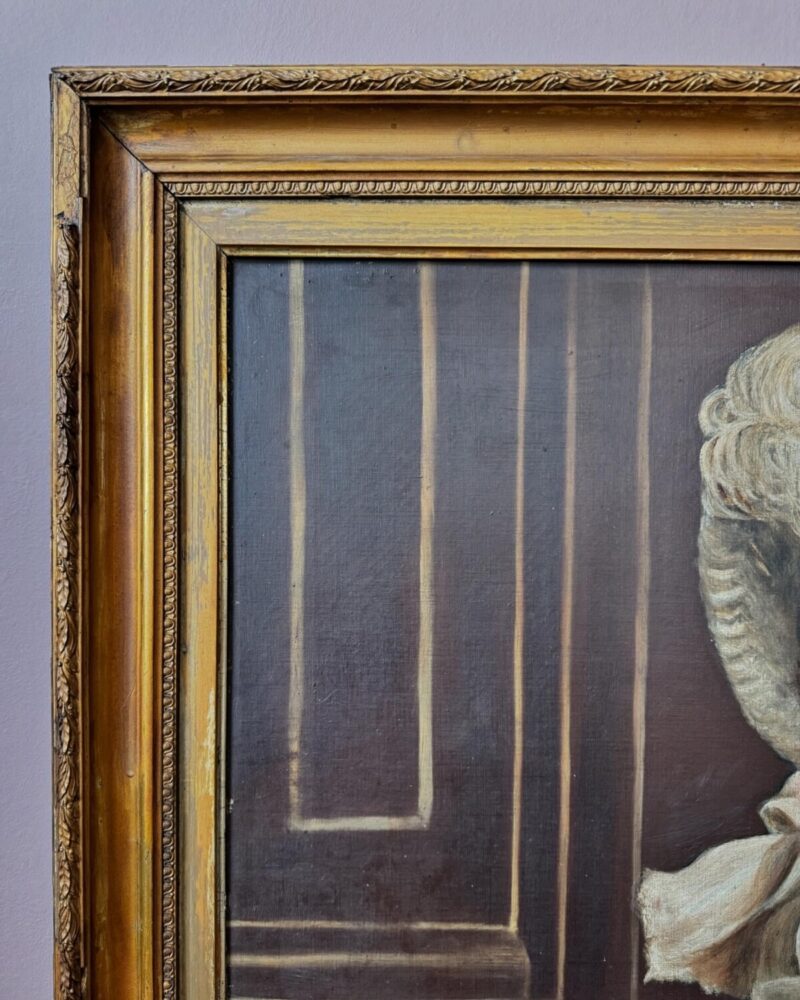 Victorian Oil Painting Girl & Pug - Image 11