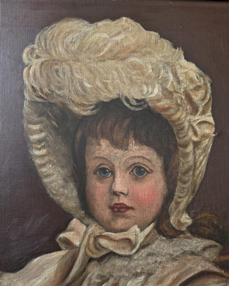 Victorian Oil Painting Girl & Pug - Image 9