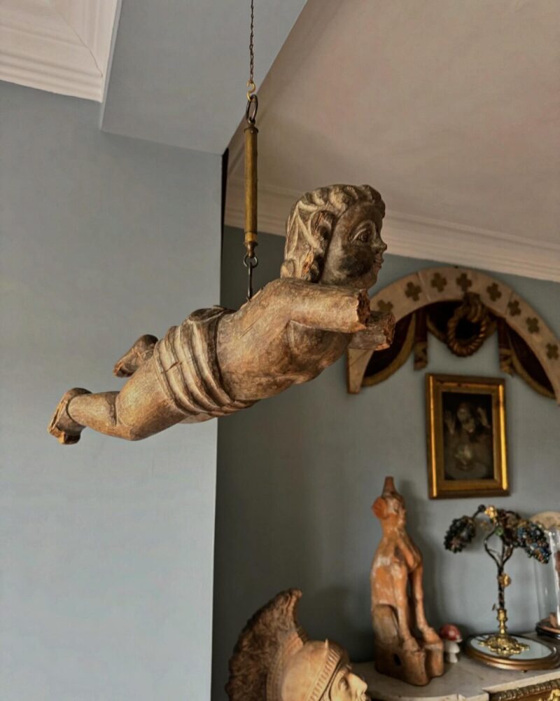French Carved Wood Cherub - Image 3