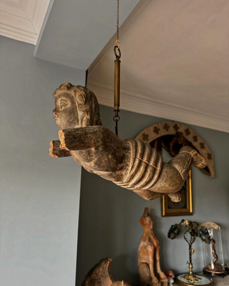 French Carved Wood Cherub - Image 2