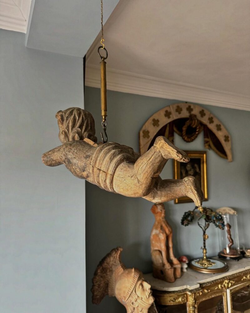 French Carved Wood Cherub - Image 4