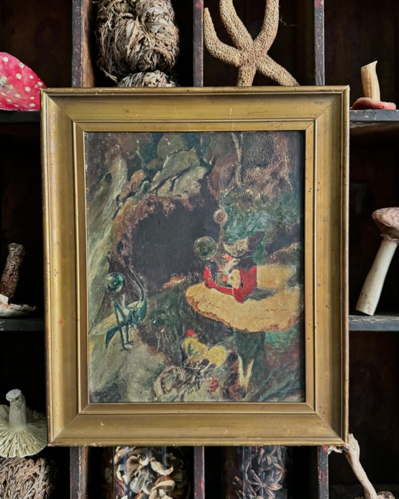 Naive Oil Painting of a Gnome