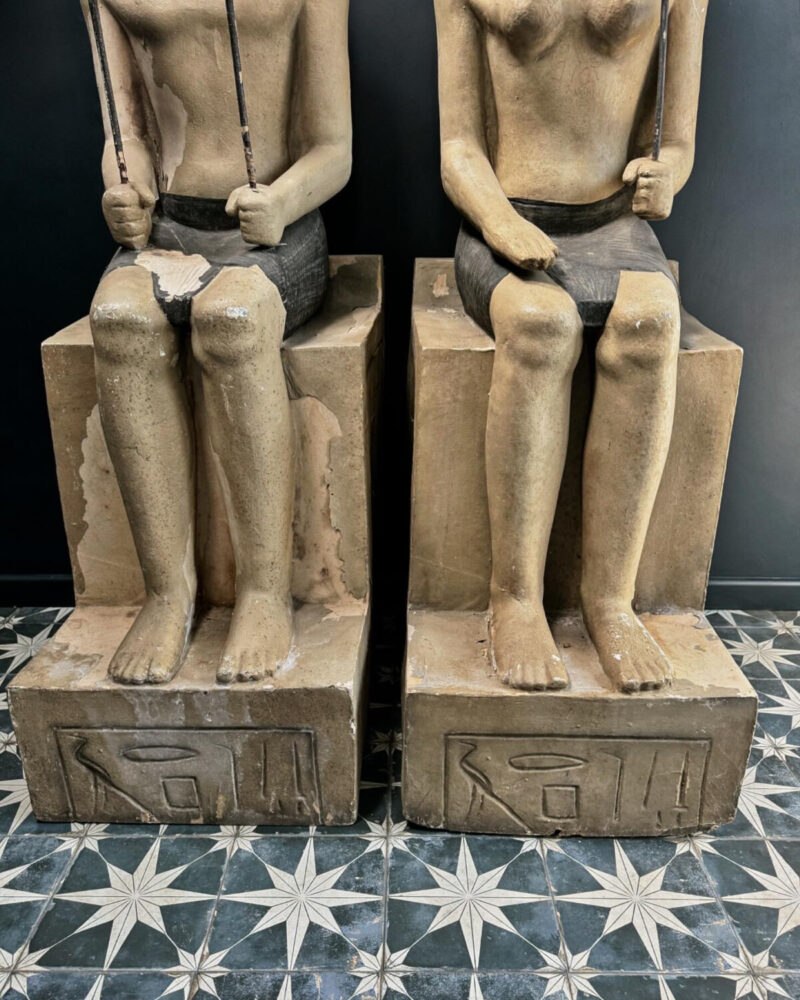 Pair of Seated Egyptian God Statues - Image 5
