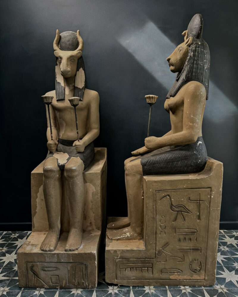 Pair of Seated Egyptian God Statues - Image 3