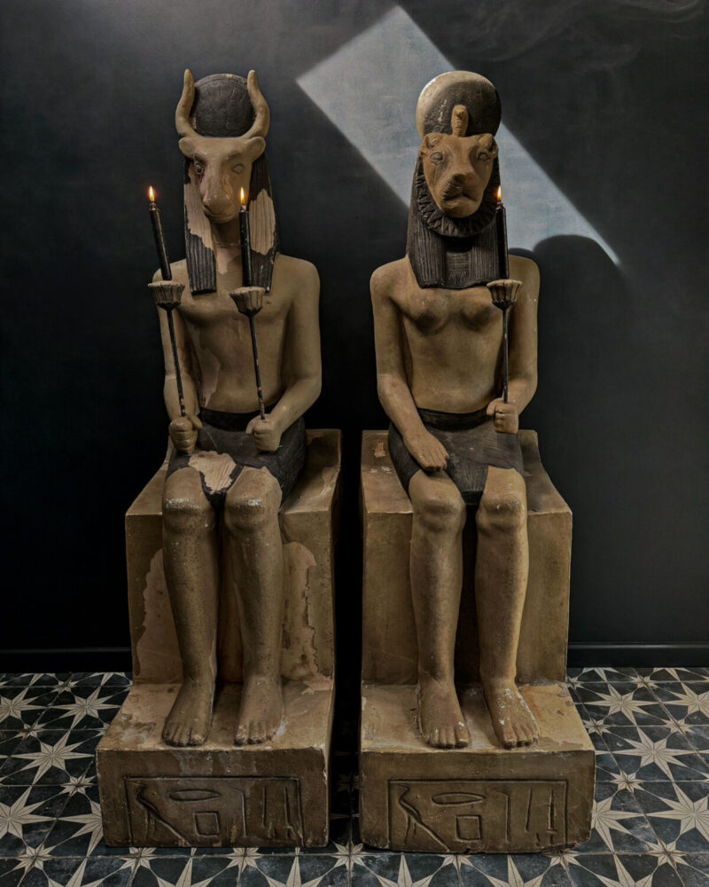 Pair of Seated Egyptian God Statues - Image 2