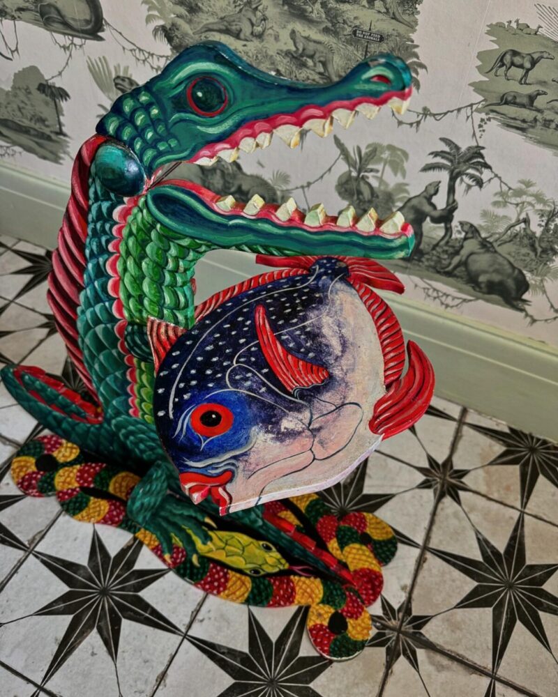 Folk Art Crocodile Table - Image 6