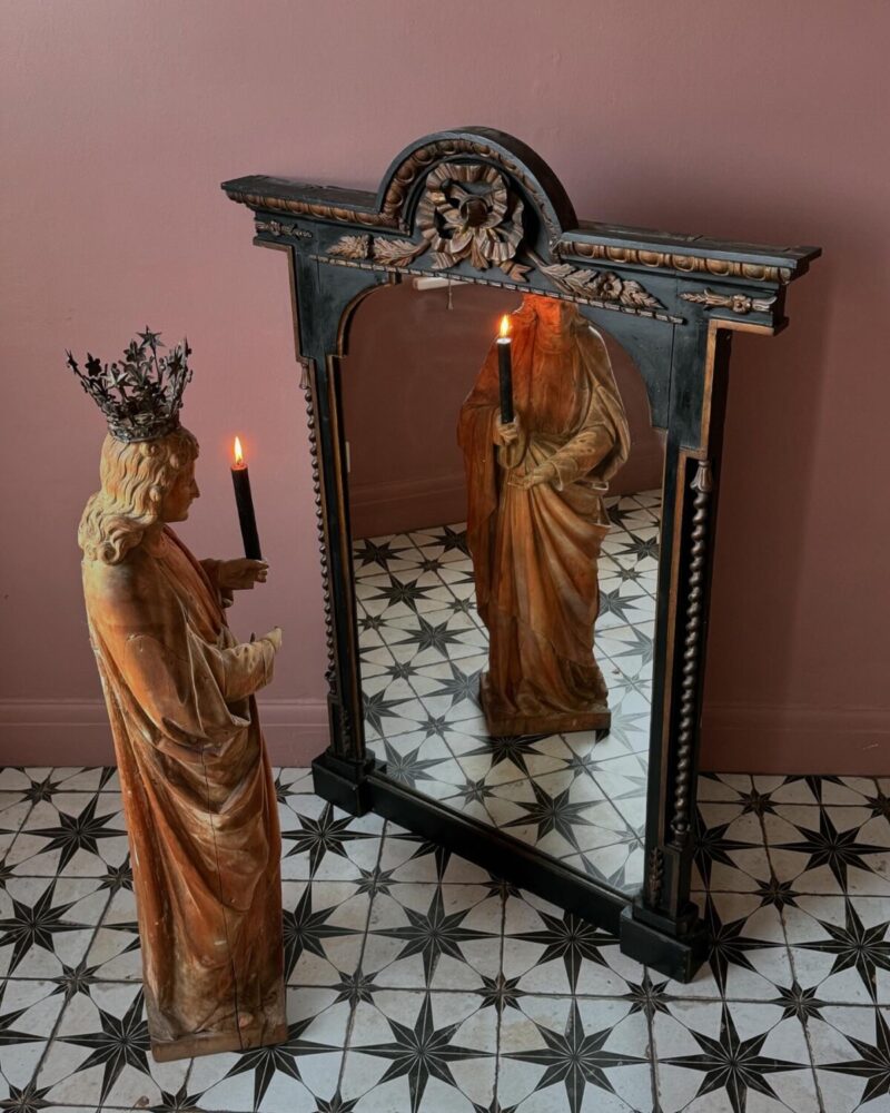 Victorian Black & Gilt Wall Mirror - Image 4