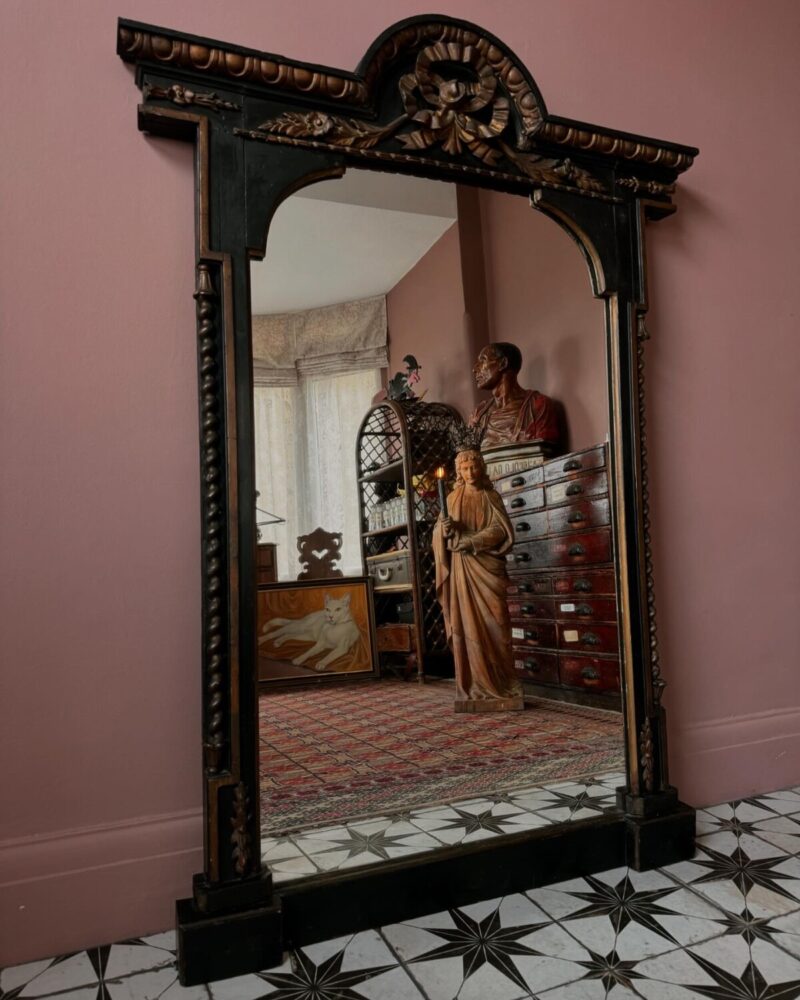 Victorian Black & Gilt Wall Mirror - Image 3