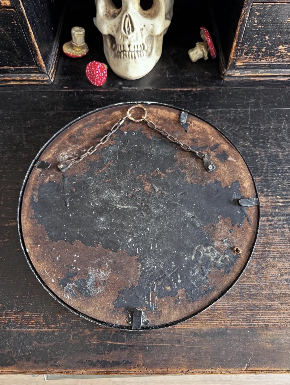 Vintage Glass & Metal Convex Mirror - Image 12