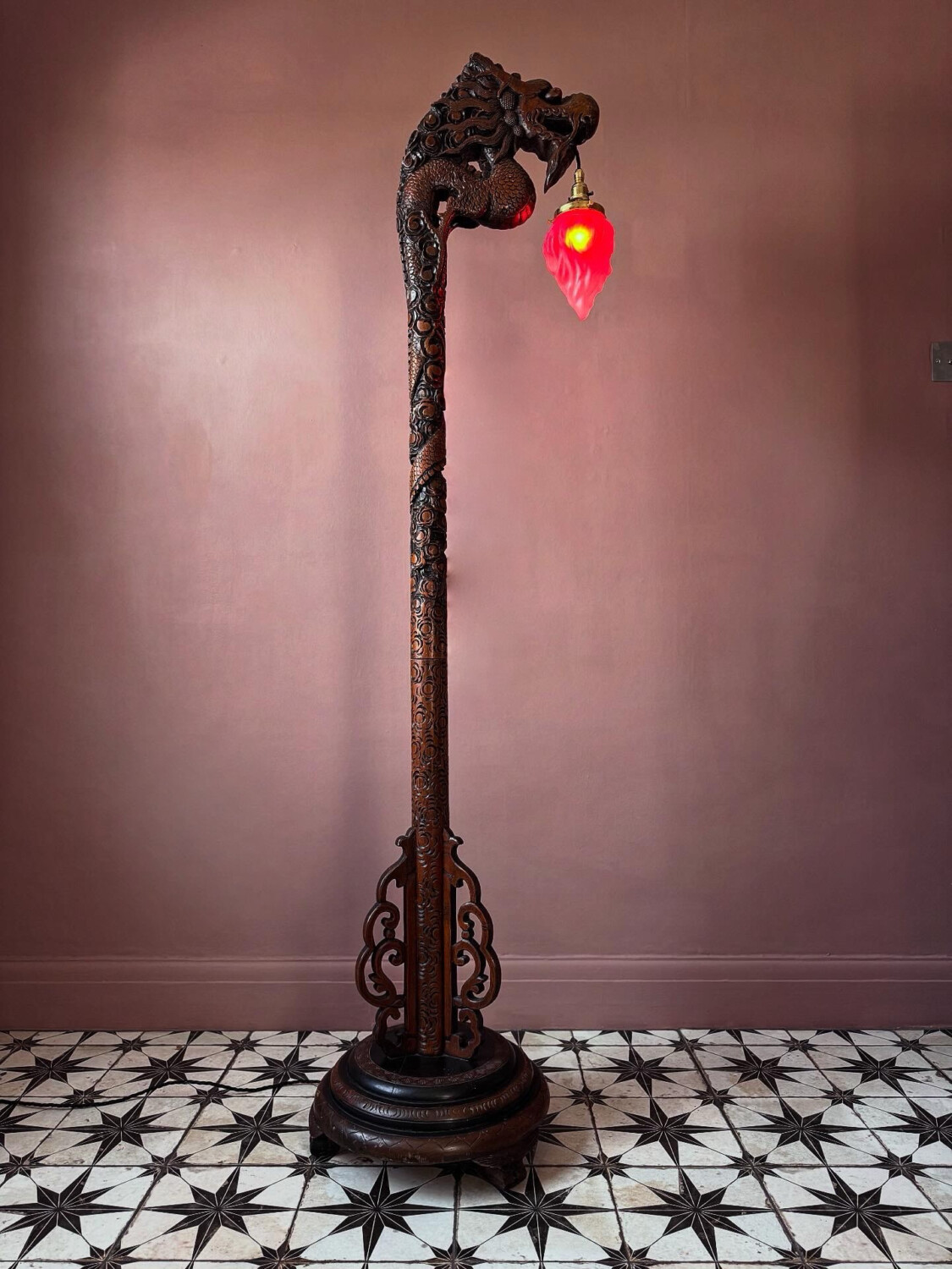 Chinese Carved Dragon Floor Lamp - Image 4