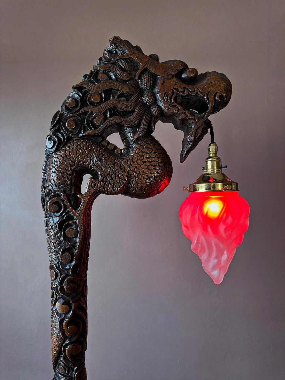 Chinese Carved Dragon Floor Lamp - Image 3