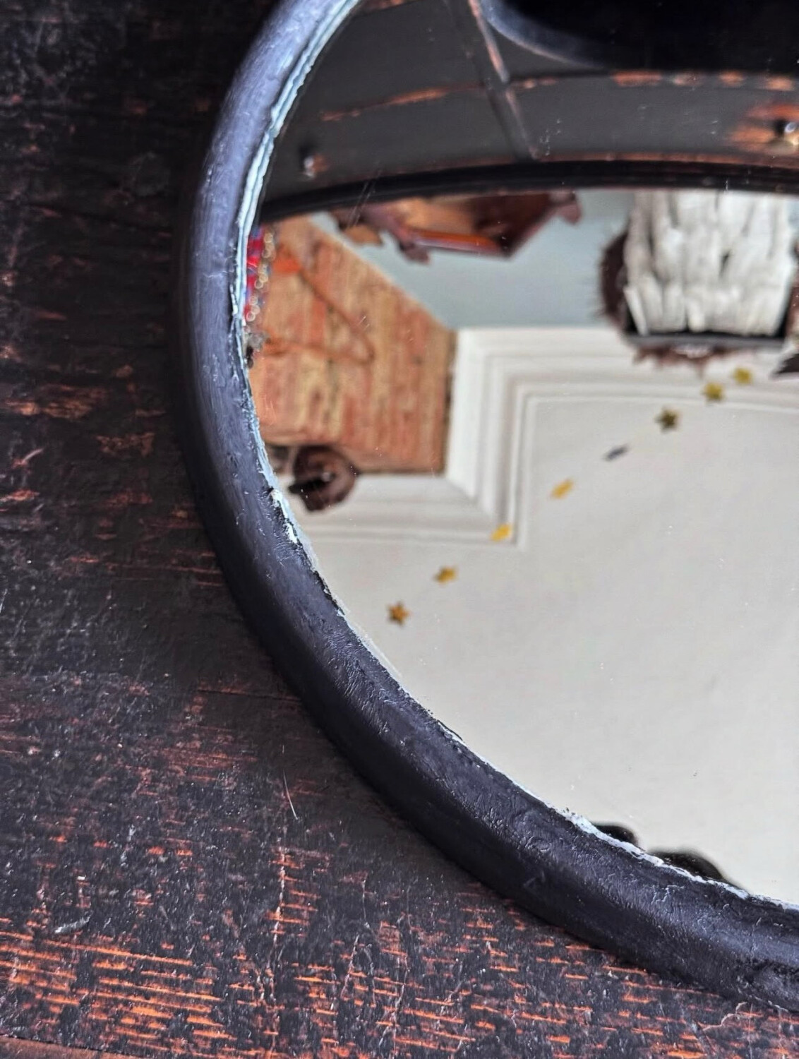 Vintage Glass & Metal Convex Mirror - Image 7