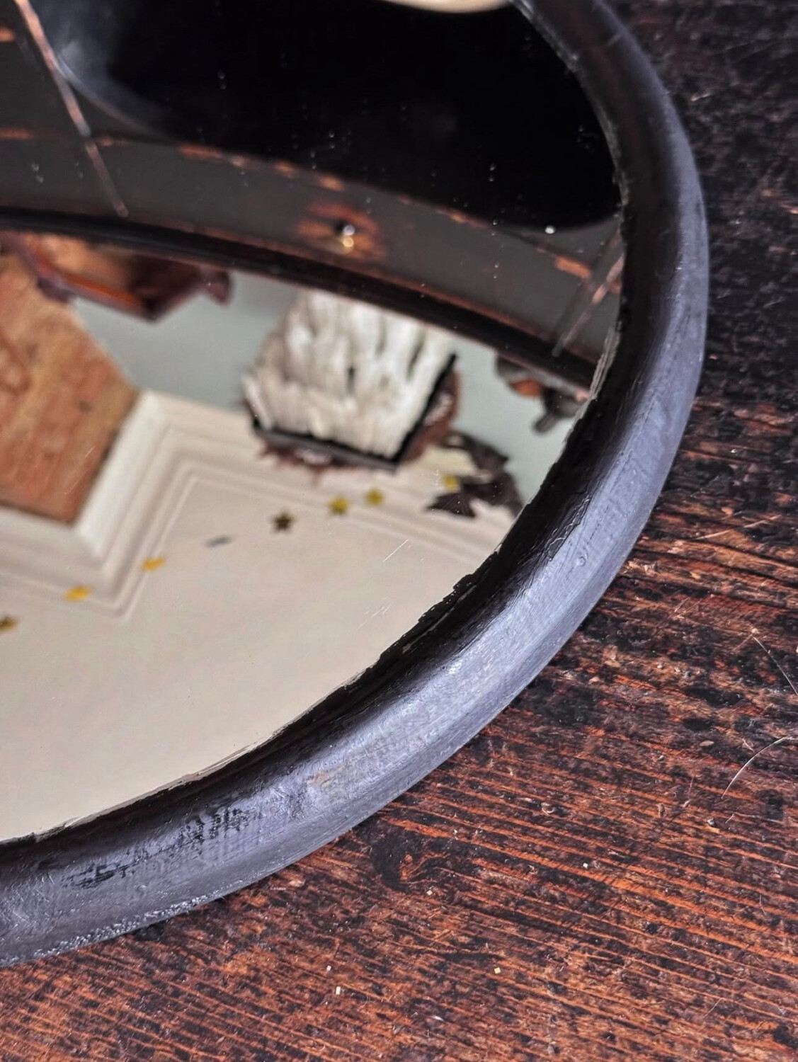 Vintage Glass & Metal Convex Mirror - Image 9