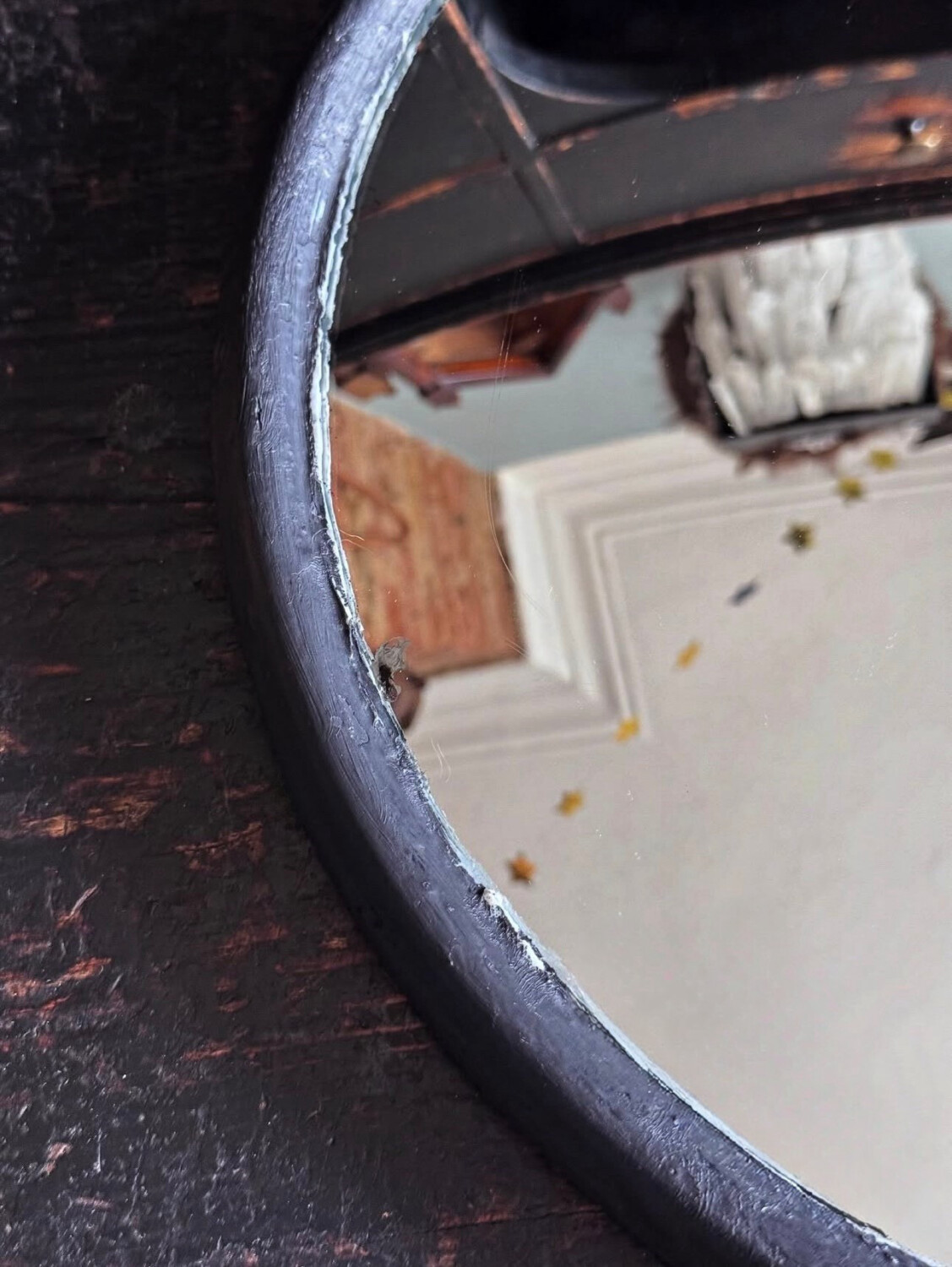 Vintage Glass & Metal Convex Mirror - Image 11
