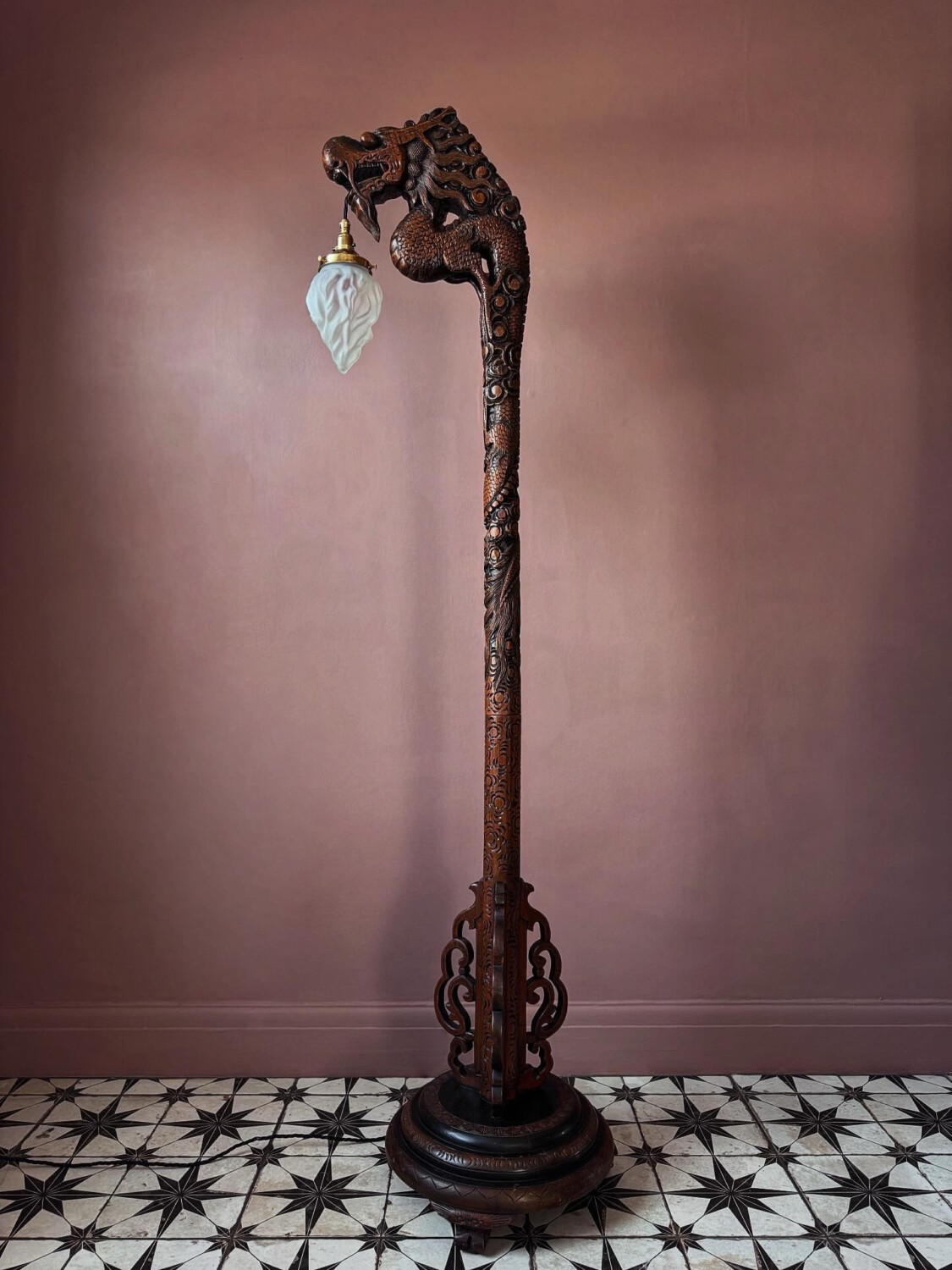 Chinese Carved Dragon Floor Lamp - Image 6