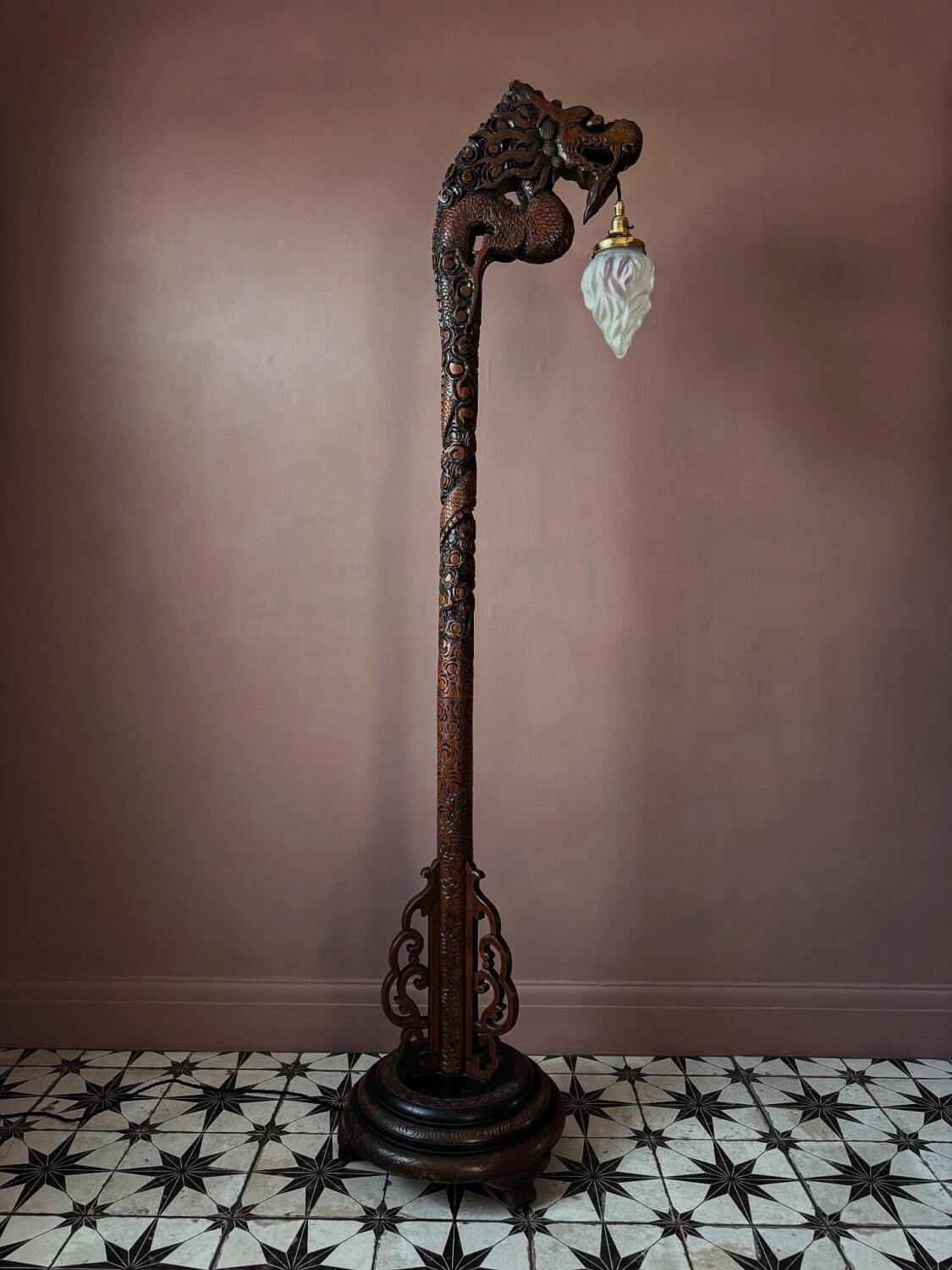 Chinese Carved Dragon Floor Lamp - Image 9