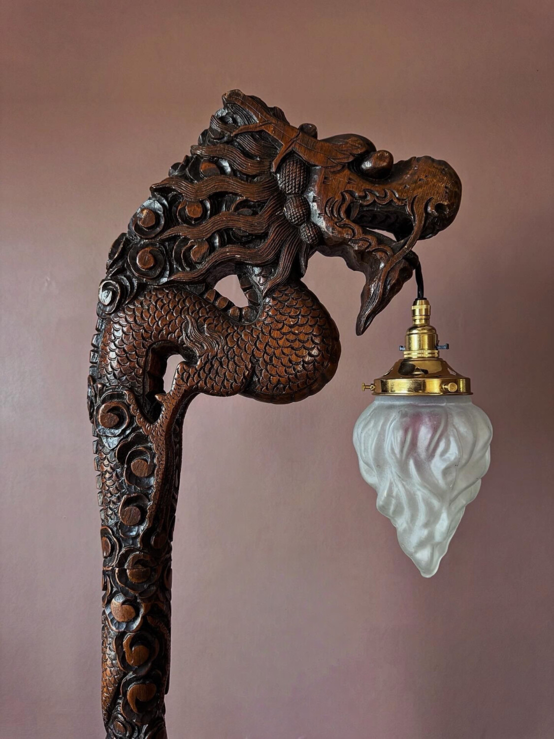 Chinese Carved Dragon Floor Lamp - Image 7