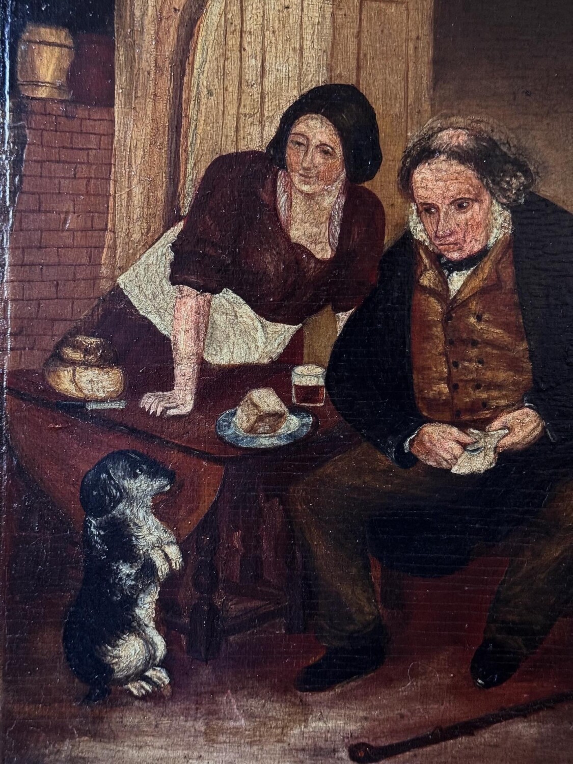 ‘Begging Dog’ Victorian Folk Art Painting - Image 3