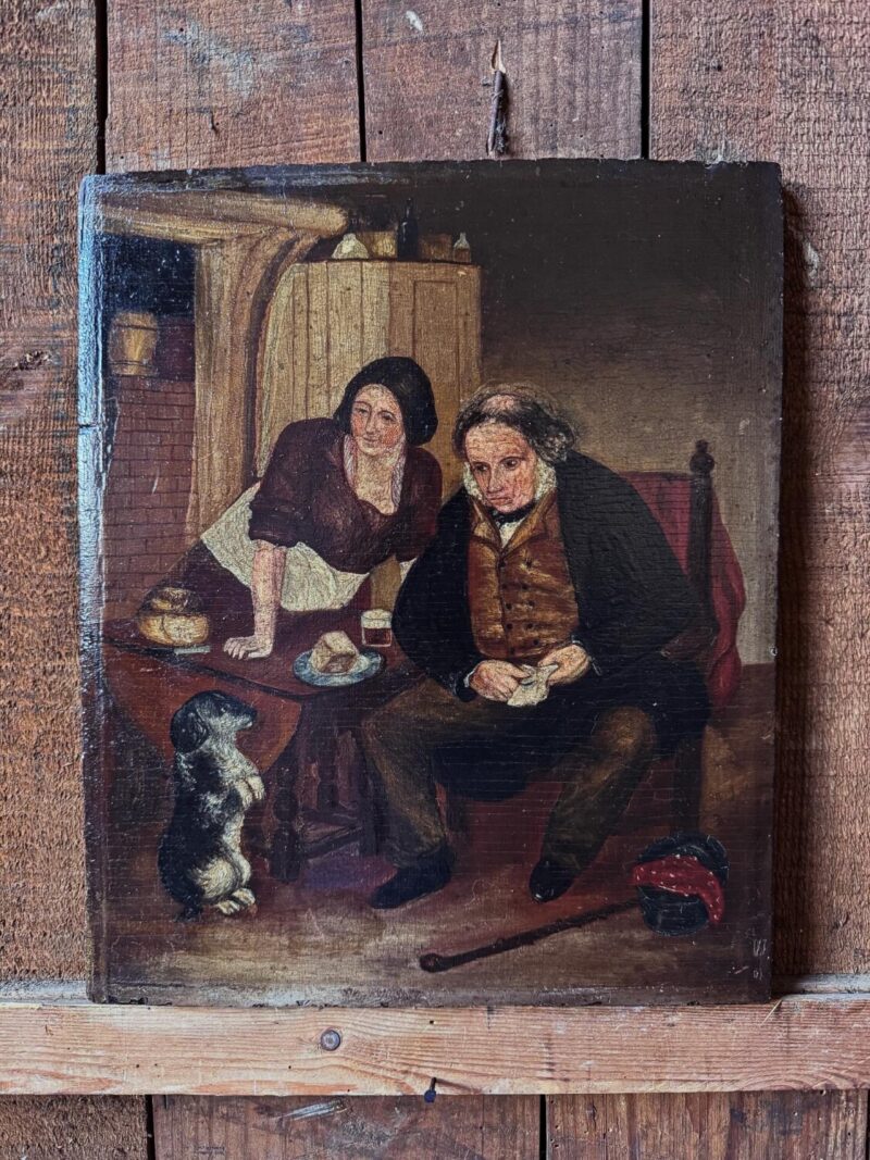 ‘Begging Dog’ Victorian Folk Art Painting