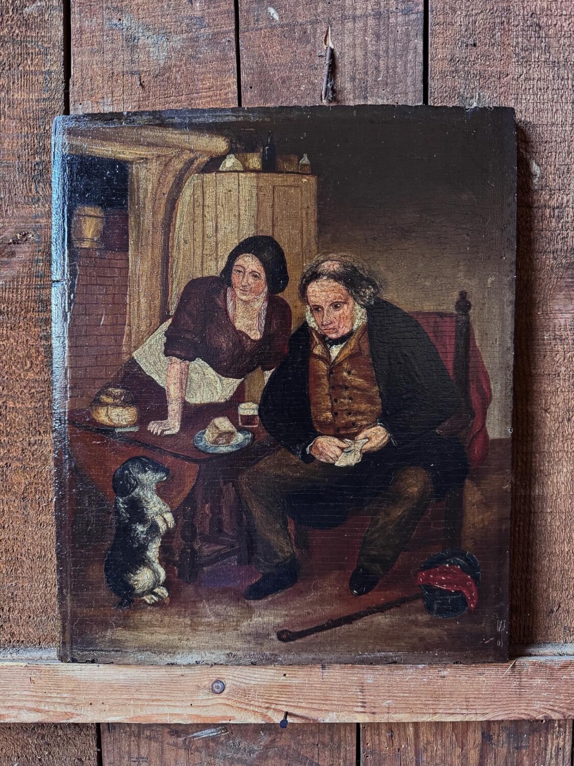 ‘Begging Dog’ Victorian Folk Art Painting