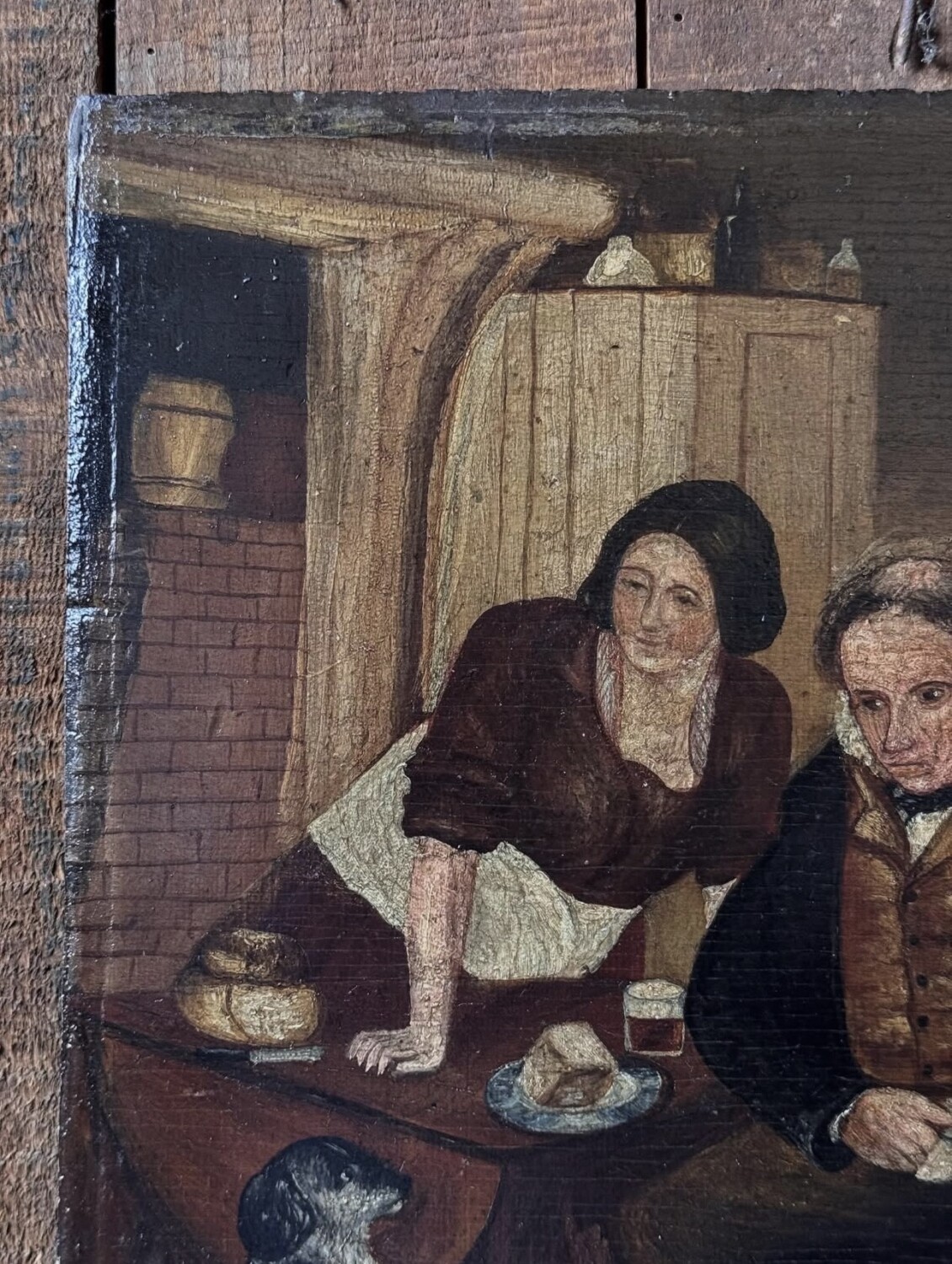 ‘Begging Dog’ Victorian Folk Art Painting - Image 5